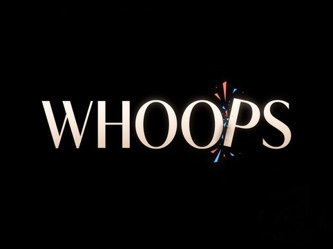 Whoops text typography with colorful sparkle explosion