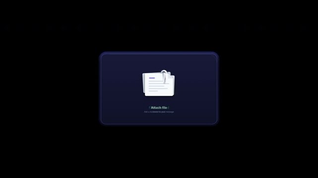 Modern SaaS file attachment paperclip bounce and secure document UI motion graphics