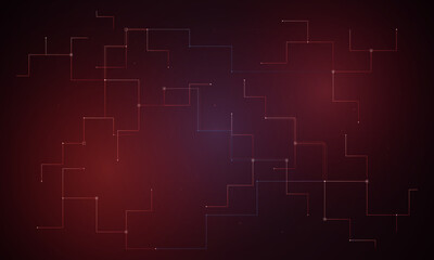 Fototapeta premium Futuristic Red Digital Circuit Grid With Glowing Nodes And Pathways
