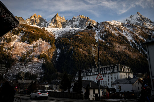 View of the the ski town of Chamonix, France.