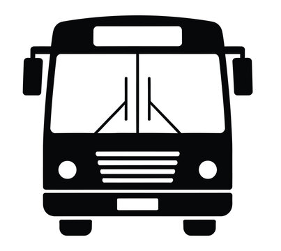 Bus silhouette vector icon set isolated on white background front view of public transit vehicle city transport school bus graphic design element