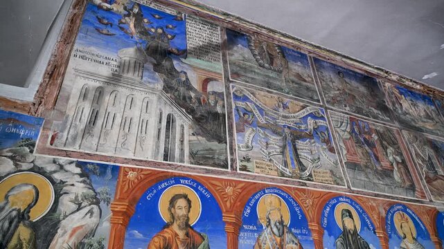 Religious fresco artwork at Bigorski Monastery in Macedonia