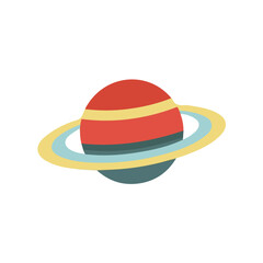 Planetary Ring, clean flat 2D illustration with a minimal style, isolated on a white background. © Antoni