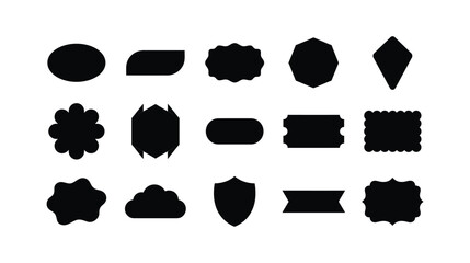 Fototapeta premium Set of various black vector shapes, badges, labels, and decorative frames for design elements