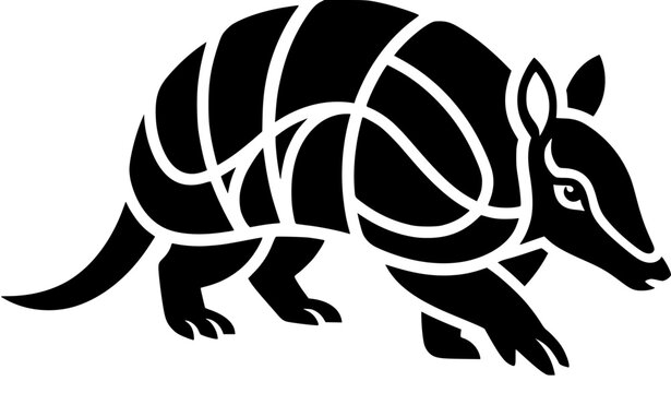 Walking armadillo silhouette icon vector with minimalist armored wildlife animal design isolated on white