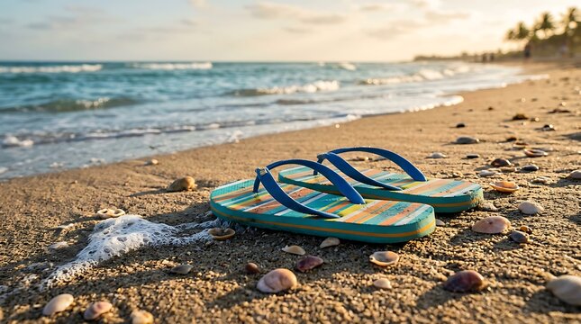 flip flops on the beach