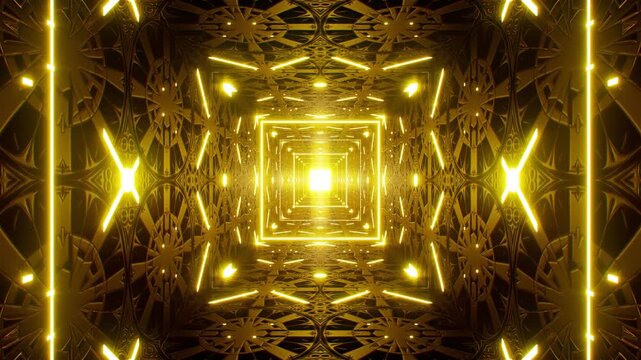 Shining Yellow Modern Light Beam Tunnel