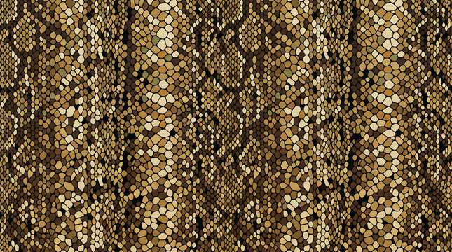 Seamless Snake Skin Texture Vector Pattern with Brown Reptile Scales