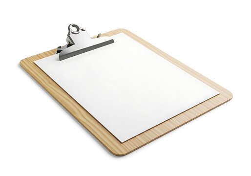 Wooden clipboard with a blank sheet of white paper for notes and documents