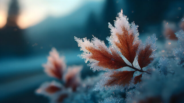 Delicate icy fern foliage creating magical blue winter beauty Wallpapers