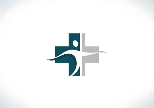 Abstract medical cross logo with a human figure shape for healthcare branding design