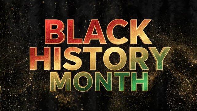 Black History Month colorful textured text on dark background