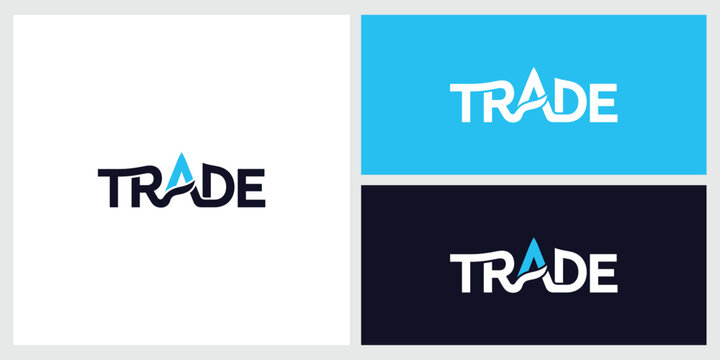 Trade logo design with dynamic typography and financial market growth concept