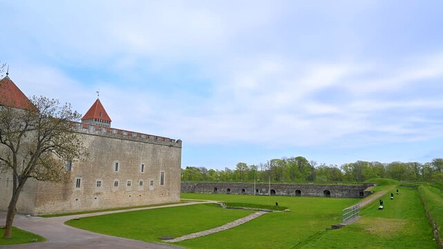 Kuressaare Castle courtyard and historic moat in Estonia