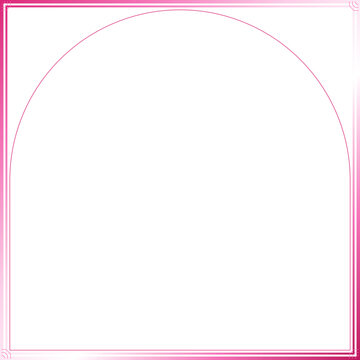 Minimalist half circle shape in pink border isolated on transparent background