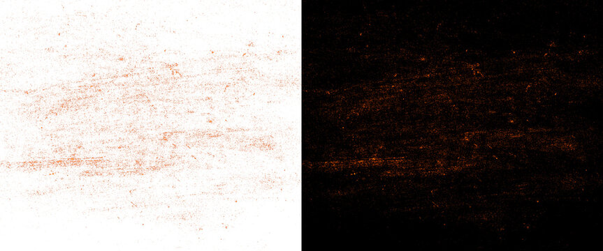 Grunge copper dust texture, metallic bronze powder overlay on black and white background, abstract rust speckles