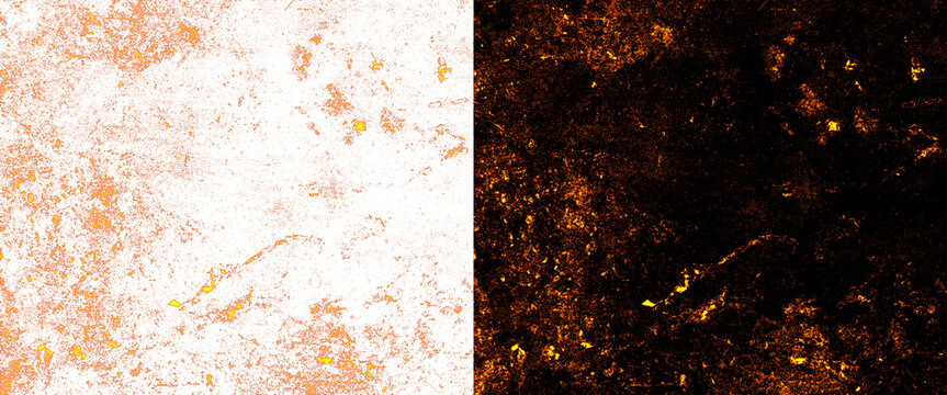 Abstract grunge texture background, split screen orange and black textured overlay, distressed vintage paper effect