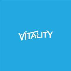 Fototapeta premium Vitality vector logo design with white typography on blue background