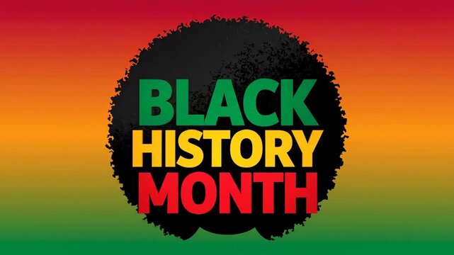 Black History Month text on gradient Pan-African background