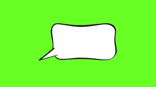 Hand Drawn Rectangular Speech Bubble Animation with Wiggle Line Effect on Chroma Key Green Screen