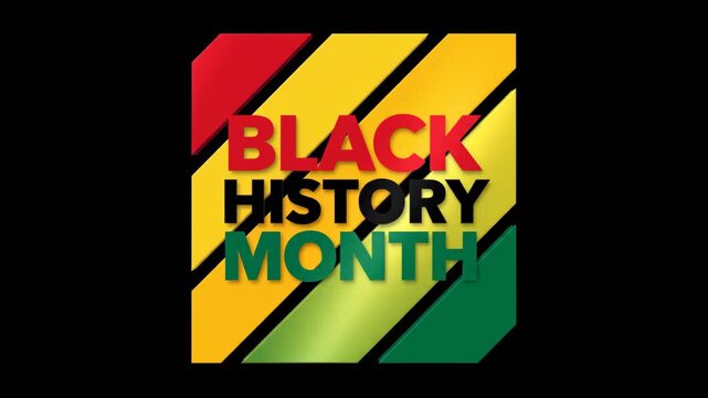 Black History Month text on Pan-African colors striped background