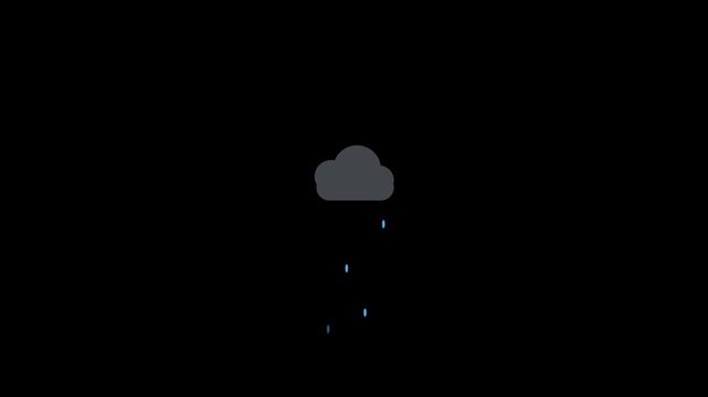Animated cloud and rain icons with simple colorful motion, ideal for weather, forecast, apps, and video editing.