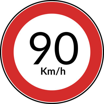 Circular Maximum Speed Limit 90 Road Sign Vector