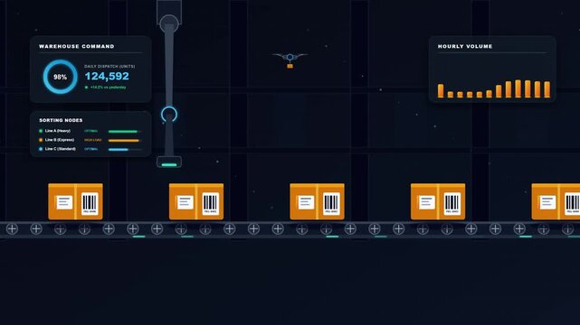 Automated Warehouse Logistics Conveyor System with Digital Monitoring Dashboard