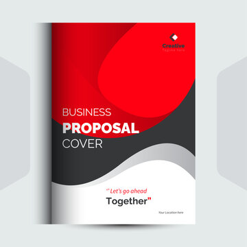 Corporate business proposal cover vector layout with red abstract shapes