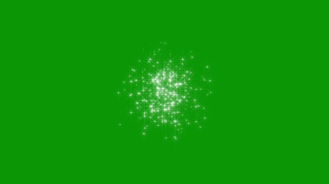 Luxury white glitter star trail animation with glowing sparkles, magical pixie dust flowing in a curved path, twinkling light particles and radiant flare effects, isolated green screen, 4k video