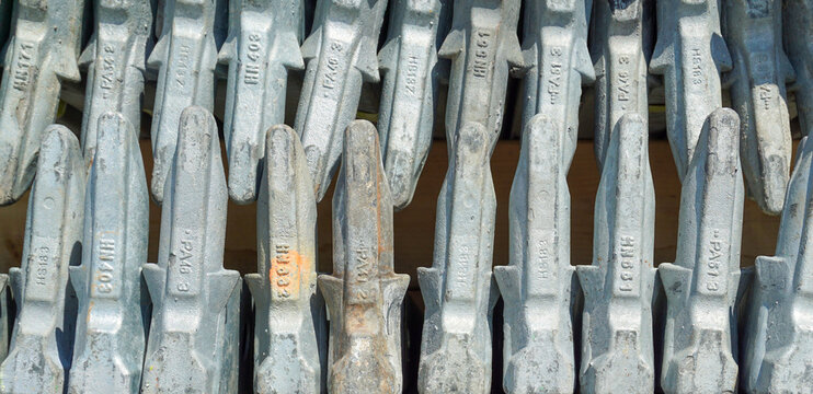 Metal scaffold couplers creating an industrial pattern background