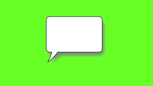 Rounded Rectangle Speech Bubble with Soft Drop Shadow on Chroma Key Green Screen