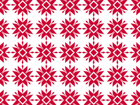 Seamless pattern with red geometric star shapes