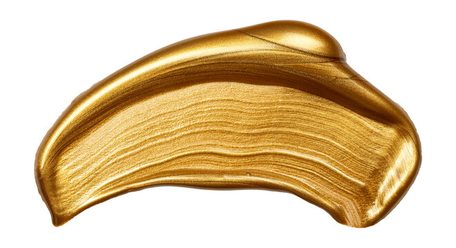Golden paint smear creating a luxurious metallic texture swatch