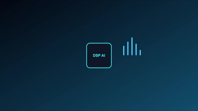 Dsp ai digital signal processing technology concept with animated data visualization animation 4k artificial intelligence