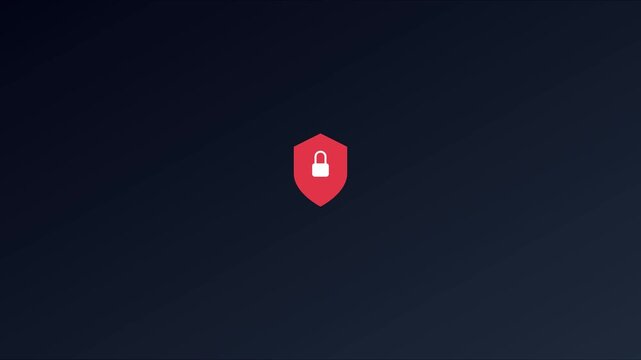 Cybersecurity shield animation with padlock symbol for data protection and digital safety concepts 4k