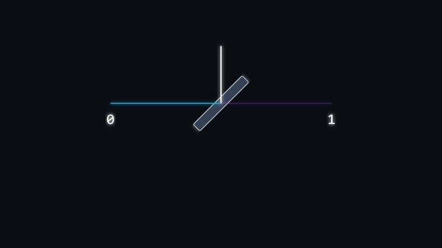 Minimalist binary toggle switch animation with zero and one interface 4k