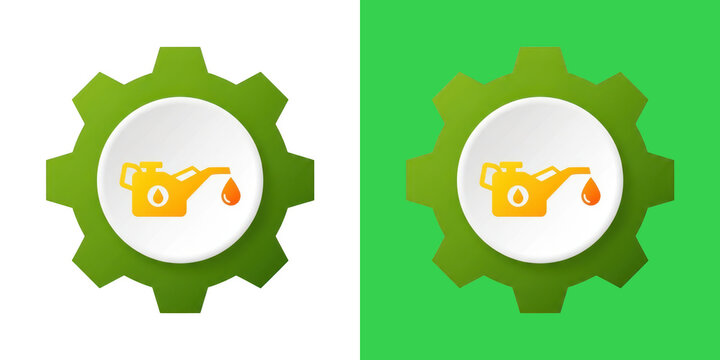 A Split Screen Graphic Featuring A Gear Icon With An Oil Can
