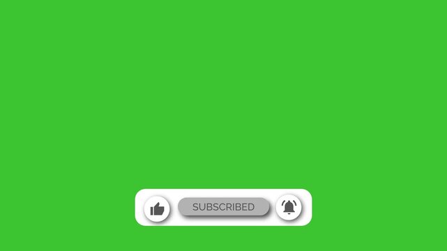 Animated YouTube Subscribe Button for Video Overlay. Like Subscribe Bell Notification Button, subscribe to channel. Green Screen 