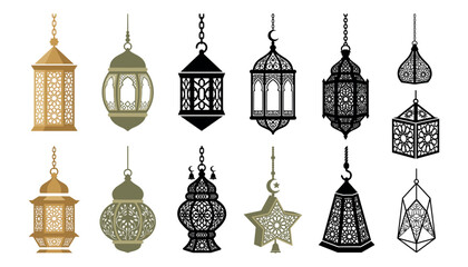 Ramadan Kareem lantern vector illustration set isolated on white background © Craft Designer