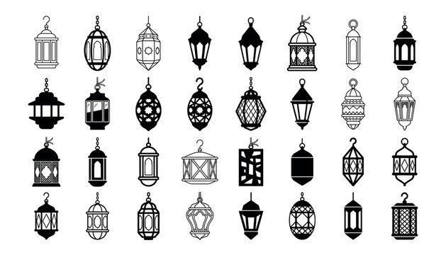 Ramadan Kareem lantern icons set vector illustration design for Islamic holy month celebration