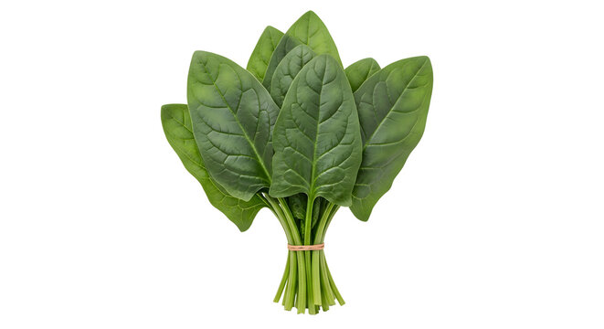 Fresh bunch of green spinach leaves tied together