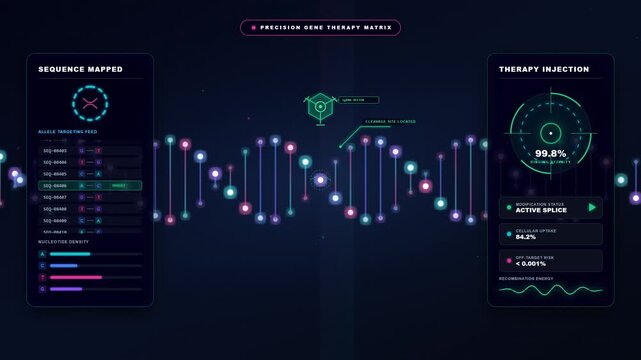 Futuristic DNA Genome Sequencing and Precision Gene Therapy Analysis Interface