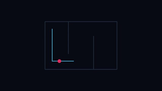 Minimalist maze animation with moving red dot solving puzzle path 4k labyrinth motion minimalist