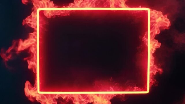 A red neon frame with smoke emitting from it, great for use in futuristic or tech-related designs