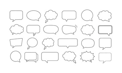 Fototapeta premium Collection of diverse outline speech and thought bubbles with rounded corners