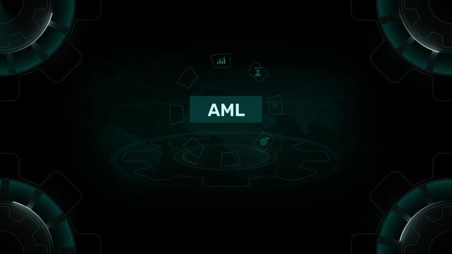 Anti Money Laundering AML compliance and motion graphics of financial fraud prevention concept