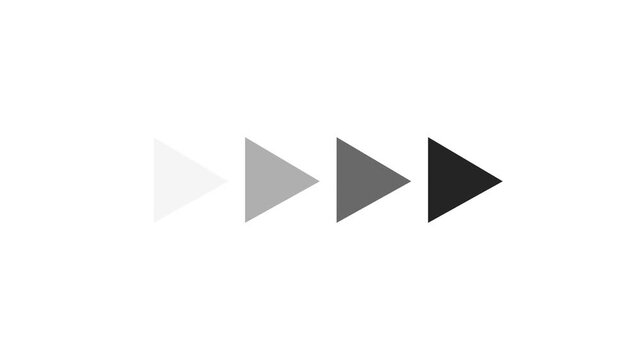 Animated right direction Arrow Motion Graphic on white background.4k video