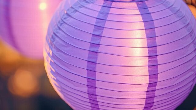 A close-up of a purple paper lantern