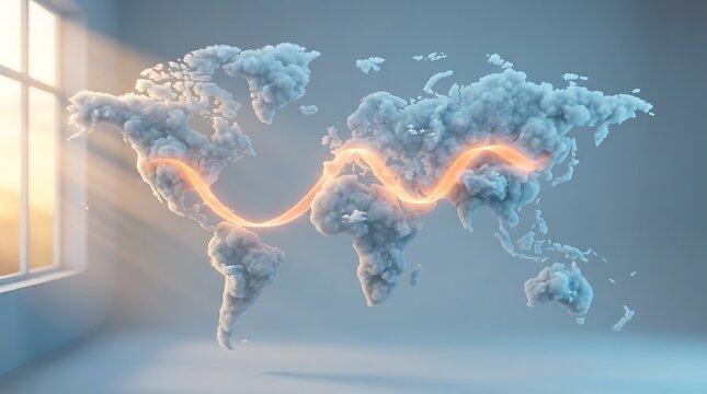 World copd day concept with cloud world map and glowing air flow